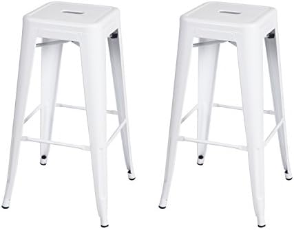 ELEGAN 30-inch Tolix High Backless Metal Indoor Counter Barstool Chair (Set of 2)