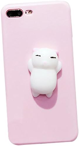 OuYou Fashion Cute Phone Cover Soft 3D Silicone Cat Stress Relieve Phone Case for Iphone7/7plus /6s 6/6s plus/5s (Iphone 7, Pink)