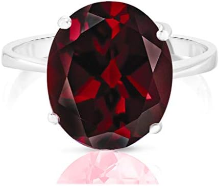 Verona Jewlers Sterling Silver Genuine Gemstone Solitaire Oval Ring for Women- Gemstone Rings Available in and Sizes