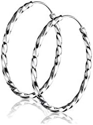 Unique Links 925 Sterling Silver High Polished Twist Lightweight Circle - Endless Hoop Earrings - Choose a Diameter 20mm,30mm,35mm,40mm (20mm Diameter)