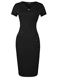 Mooncolour Vintage Bodycon Midi Dress with Decorative Buttons