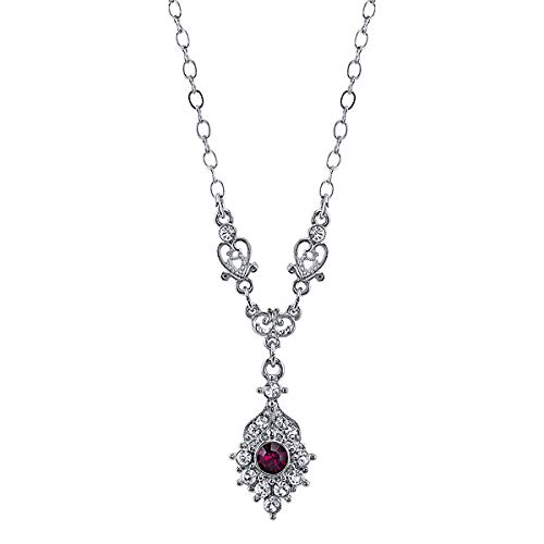 Downton Abbey Boxed Silver-Tone Amethyst Crystal Drop Pendant Necklace