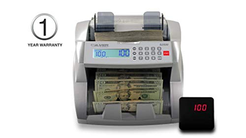 New SILVER by AccuBANKER S2500 Basic Commercial Bill Counter - Convenient Front Loaded Hopper - Count Up to 1,600 Bills/Minute