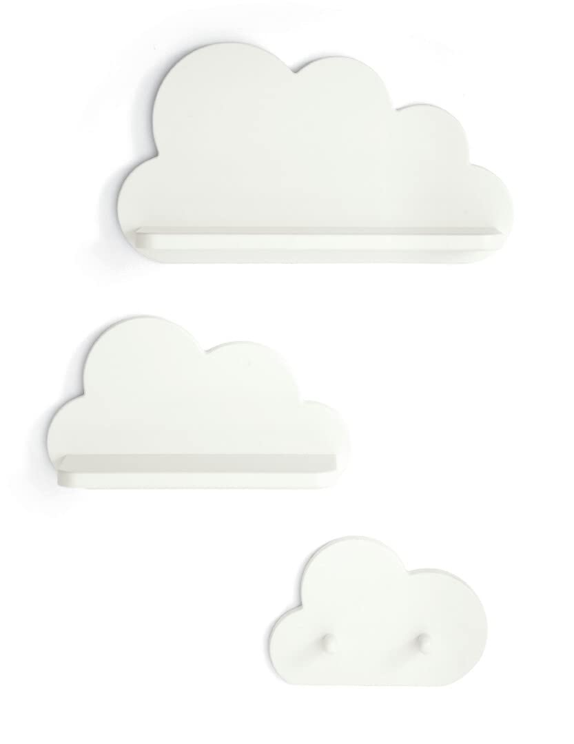 Mamas & Papas White Cloud Shelves and Coat Hook Set