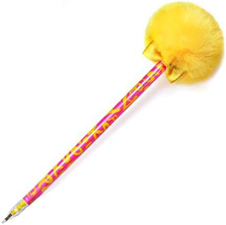 Sakox Lollypop Pompom Ballpoint Pen Afro Fluffy Stylish Sakox Grafiti Phoebe 7.8" Yellow