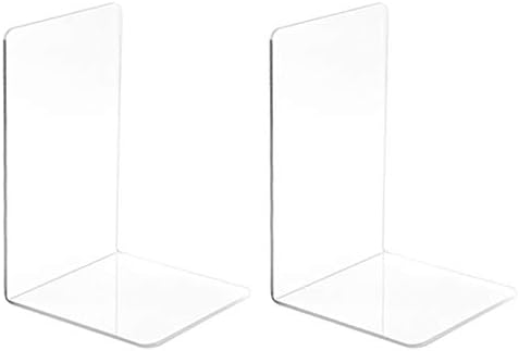 Jiyaru ブックエンド 透明 倒れない アクリル 2個セット おしゃれ 小 本立て 卓上 ブックスタンド 本棚 ブックストッパー 卓上本棚 ブック 収納用 デスク上 収納スタンド オフィス 文房具 雑誌 寝室