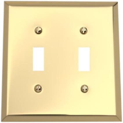 Amerelle Century Polished Brass Brass 2 Gang Stamped Steel Toggle Wall Plate 1 pk