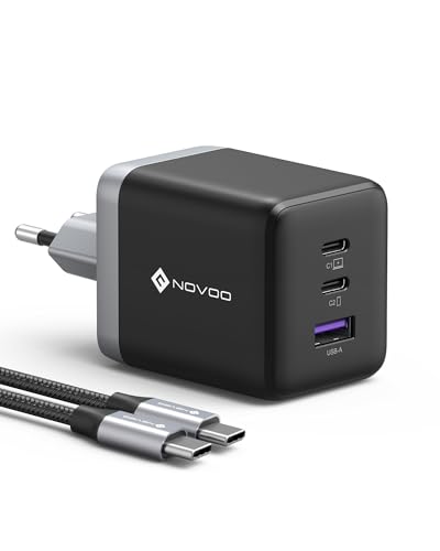 NOVOO USB C Charger, 100W Charger with USB-C PD Cable, GAN 3 Ports Fast for MacBook Pro, DELL XPS 13, iPad Pro, iPhone, Galaxy S24 Ultra