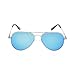 Zacway Small Polarized Spring Hinges Metal Aviator Sunglasses UV400 52mm (Silver Frame/Mirror Blue Lens, 52)