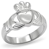 Women's Stainless Steel Claddagh Ring,Size:9
