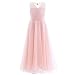 iEFiEL Girls Cross V-Neck Tulle Flower Girl Dress Junior Bridesmaid Pageant Prom Long Gown