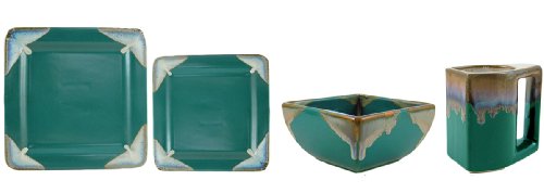 Prado Ceramic Stoneware 16 Piece Dinnerware Set (Matte Green)