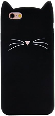 iPhone 6S Plus Cartoon Silicone Case,Flying007 3D Cartoon Cute Whiskers Kitty Silicone Rubber Phone Case Cover for iPhone 6 6S Plus 5.5 inch(Whiskers Kitty Black)