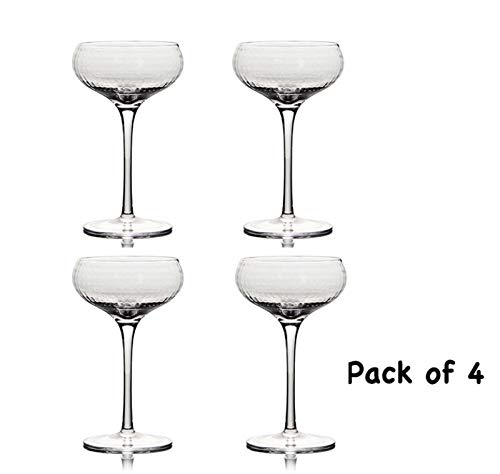 KJGHJ 4 Stücke 200ml Cocktailglas Martini Glas Kristall Set Von 4, Champagnerflöten (Capacity : 200ml, Color : Clear… – Bild 2