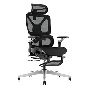 Comfora 人体工学チェア オフィスチェア フットレスト付 3Dヘッドレスト 6Dアームレスト ブラック