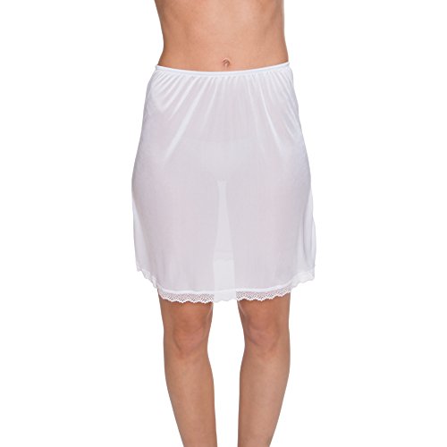 Kathy Ireland Women's Soft Lace Hem 19 Inch Side Slit Half Slip White Small - Thumbnail 3