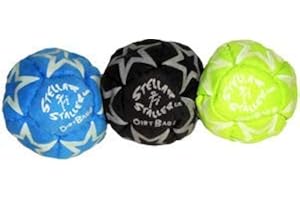 DIRTBAG Footbag Stellar Staller 3 Pack, Glow in The Dark 12-Panel Footbag Hacky Sack, Hand-Stitched, Synthetic Suede.