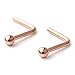 Ruifan 20G Surgical Steel 2mm Top Ball L-Shaped Nose Bone Studs Ring Pins Piercing Jewelry 2PCS - Rose Gold