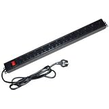 Cables UK 12 Way UK Socket Vertical PDU with UK Plug