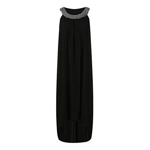 Plus Size Dress,Clearance! AgrinTol Women Sleeveless Beads Collar Solid Party Dress (3XL, Black) - Thumbnail 4