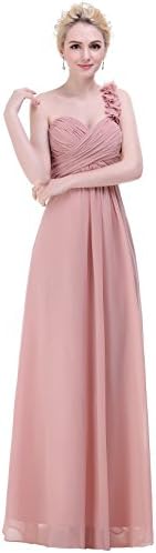 esvor Flower One Shoulder Empire Waist Prom Party Evening Long Bridesmaids Dress