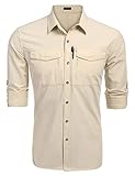 COOFANDY Men’s Quick Dry UV Protection Outdoor Shirt Long Sleeve Button Down Hiking Fishing Shirts