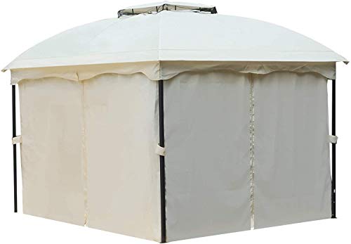 DNNAL Garten-Pavillon, Doppeldachaußen Canopy Marquee Partyzelt Wetter mit Moskitonetz für Villa Hof Sonnenschein… – Bild 4