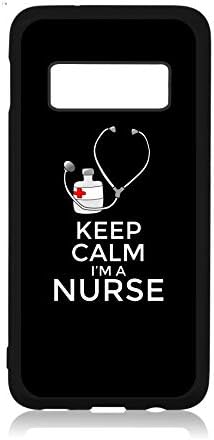 Keep Calm I'm a Nurse - Appreciation Black Rubber Case Cover for The Samsung Galaxy s10 Plus / s10+ / s10P - Samsung Galaxy s10 Plus Accessories - Samsung Galaxy s10 Plus Case