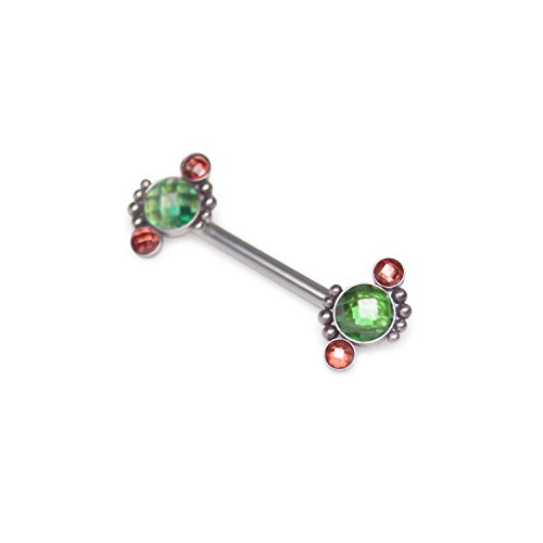 CZ Nipple Ring Barbell, Surgical Stainless Steel Nipplering Piercing, Externally Threaded Straight Bar, 316L Nipple Shield Jewelry, Body Piercing