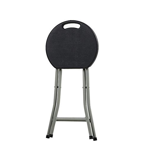 KKTONER Portable Metal and Plastic Folding Stool Light Weight Outside Chair Set of 2 Black - Thumbnail 6