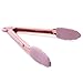 Cook With Color Stainless Steel Locking Food Tongs for Cooking and Grilling, Premium Silicone Tipped Tongs for Non Stick Cookware, 6”, 9” and 12” Set of Three, Rose Gold and Pink Sturdy Tongs