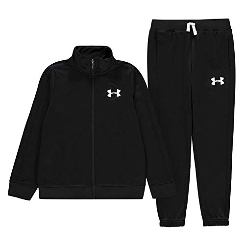 Under Armour Knit Track Suit Warm-up Set, Kids Black, Black / / White (001), YLG