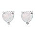 Adeser Jewelry Womens White Opal 925 Best Friend Engagement Wedding Silver Heart Stud Earrings for Girls