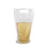 (Price/50 PCS) Aspire 16oz Reclosable Zipper Stand-up Drink Bag w/Handle, FDA Compliant-Clear