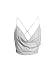 Simplee Apparel Women's Sexy Chain Halter Sleeveless Backless Metal Vest Sequin Crop Top (One Size, Silver Diamond)