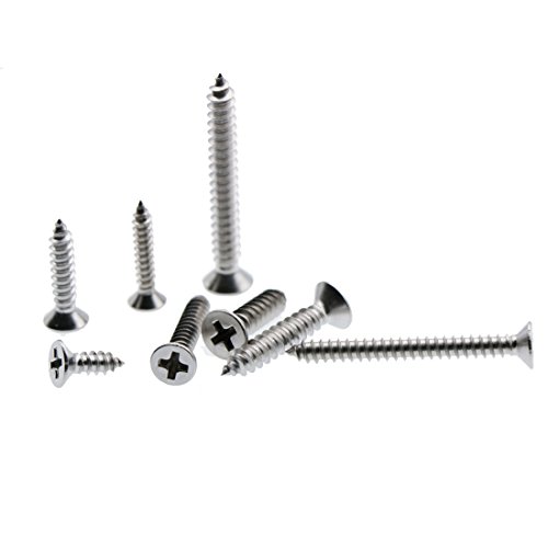295pcs Phillips Flat Head Self Tapping Wood Screws Assortment Kit-304 Stainless Steel