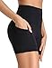 Oalka Women's Short Yoga Side Pockets High Waist Workout Running Sports Shorts 4