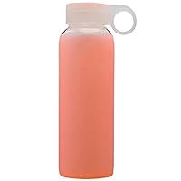 Bonison Summer Sale Novelty Durable Glass Water Bottle with Colorful Soft Silicone Sleeve (9 Ounce, Peach)