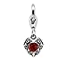 Sexy Sparkles Clip-On Charm for Bracelets and Accessories – July Birthstone Heart with Red Rhinestone, Lobster Clasp Pendant, Zinc Alloy