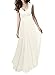 REMASIKO Women's Deep- V Neck Sleeveless Vintage Maxi Party Evening Dress (Medium, White)