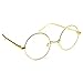 PenSee Circle Oversized Metal Eyeglasses Frame Inspired Horned Rim Clear Lens Glasses (Gold)