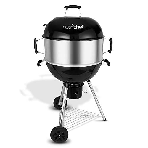NutriChef Portable Outdoor Charcoal BBQ Grill, Barbecue Grills, Perfect for Pic…