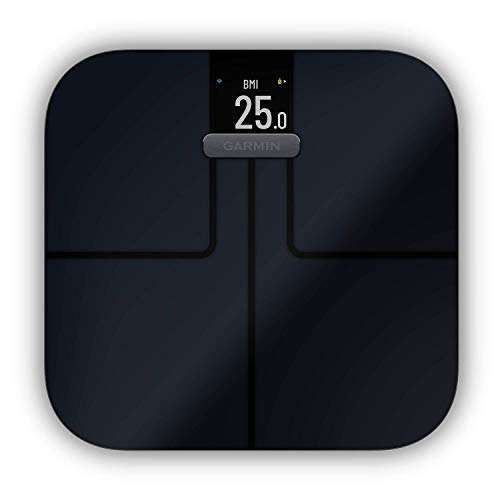 Garmin Index S2 Smart Waage – misst das Gewicht, Gewichtstrend, Körperfettanteil, Muskelmasse, BMI. Mit WLAN, Garmin Connect App-Anbindung und für bis zu 16 Personen