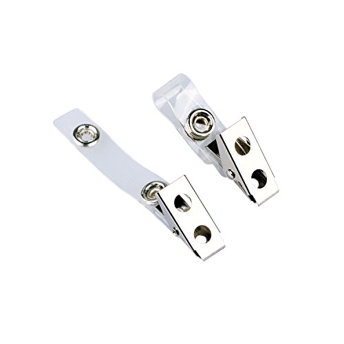 Badge Clips, KinHom Metal Clear ID Card Name Tag Holder Strap Clip with Transparent Snaps Secure