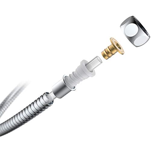 BARROCK Shower Hose 79-Inch Extra-Long Flexible Stainless Steel 304 for Handheld Showerhead and Hand Held Sprayer Head Wand Extension Replacement with Brass Swivel Connectors Anti-twist Chrome - Thumbnail 2