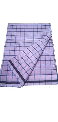 For Men's Cotton Lungi White Checked Free Size