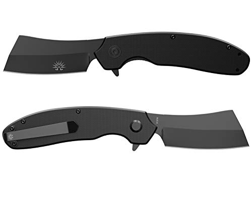 Off-Grid Knives - OG-950B Cleaver Blackout - Assisted EDC Folding Knife - Cryo AUS8 Blade Steel with Titanium Nitride Coating, G10 Scales & Tip-Up Reversible Deep Carry - Thumbnail 5