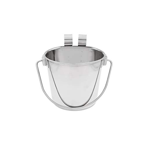 Fuzzy Puppy Pet Products Secchio piatto con doppio gancio, adatto perfettamente su casse e gabbie per cani, gatti e gatti, acciaio inossidabile resistente, 6 quarti (FSP-6)