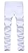 Qazel Vorrlon Men's White Ripped Skinny Distressed Destroyed Slim Jeans Pants with Holes