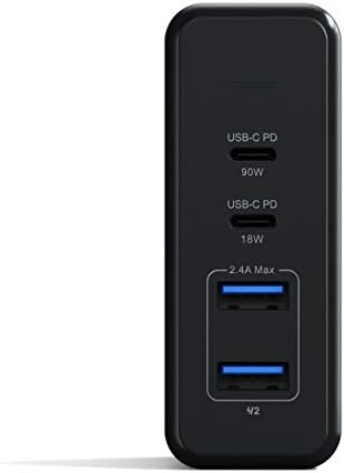 108W Cargador USB C de Escritorio con 2 Puertos Tipo C PD (90W y 18W) y 2 Puertos USB-A, Cargador Rápido Seguro para MacBook Air y Pro, iPad, iPhone, Windows, Tablets y más – Gris